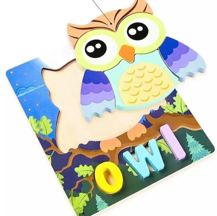 Multicolor Animals Wooden Puzzle With Names