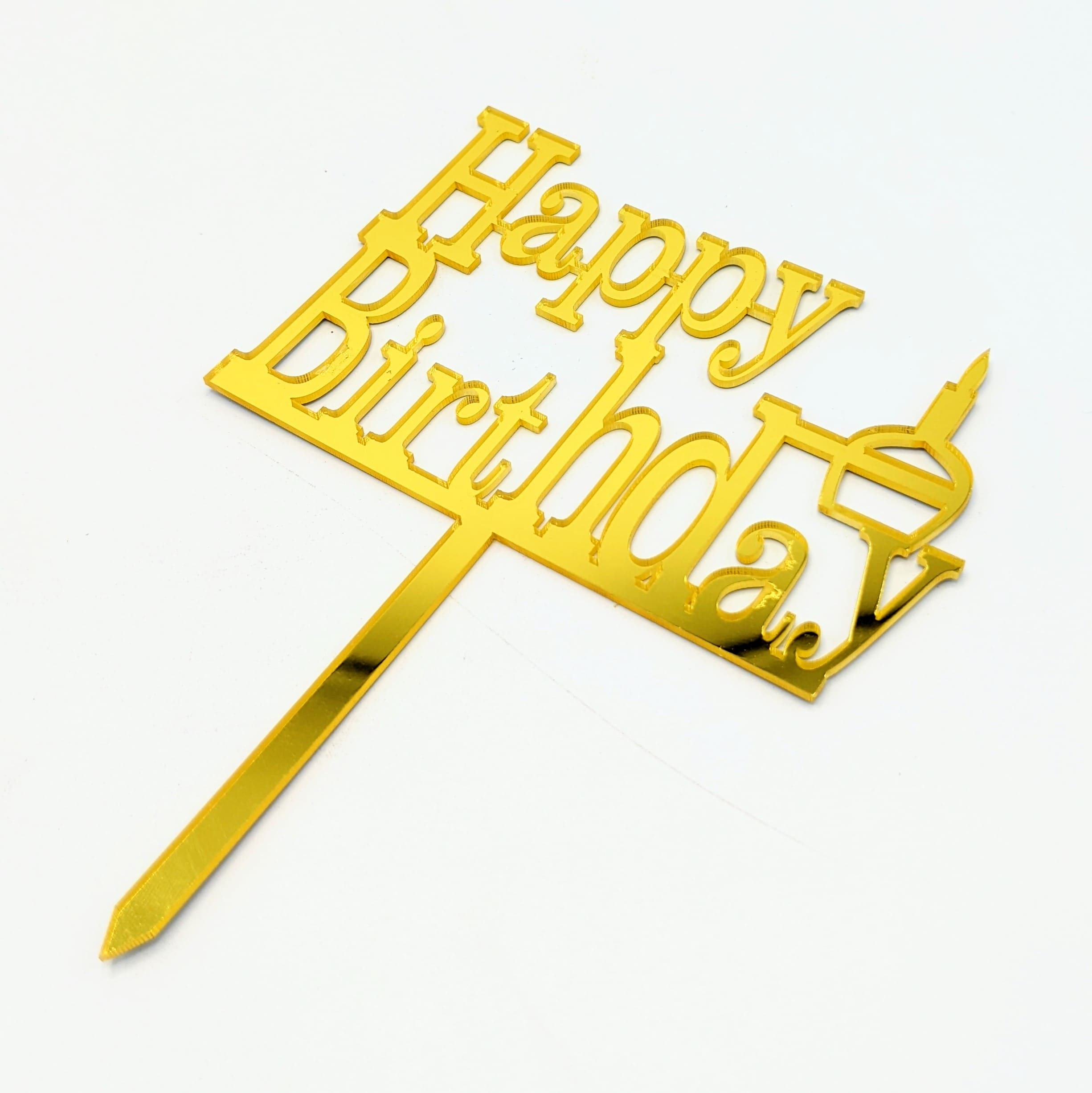 Happy Birthday Golden Cake Topper