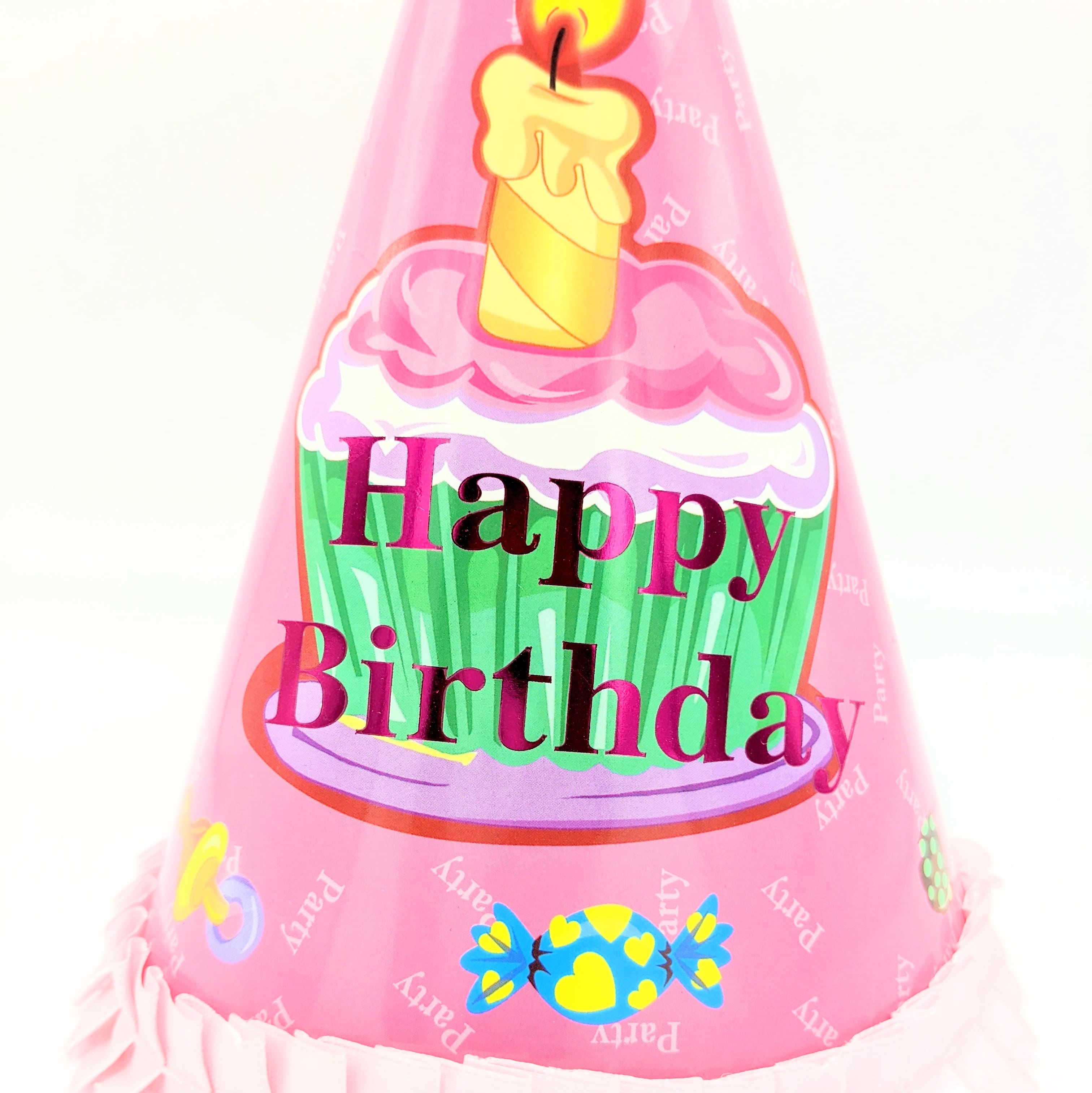 Happy Birthday Pink Cap With Pink Ribbon Border