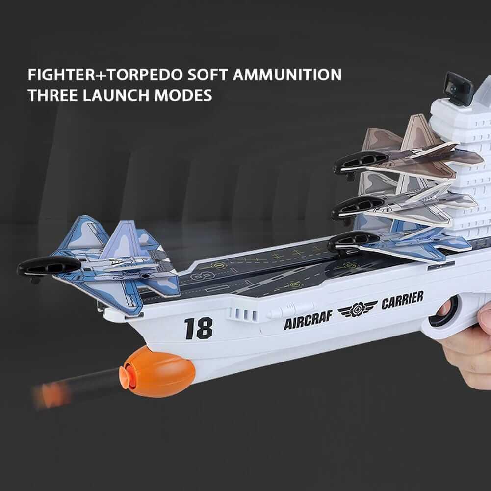 2 in 1 Aircraft Carrier Catapult Fighter Soft Bullet Shooting Kit