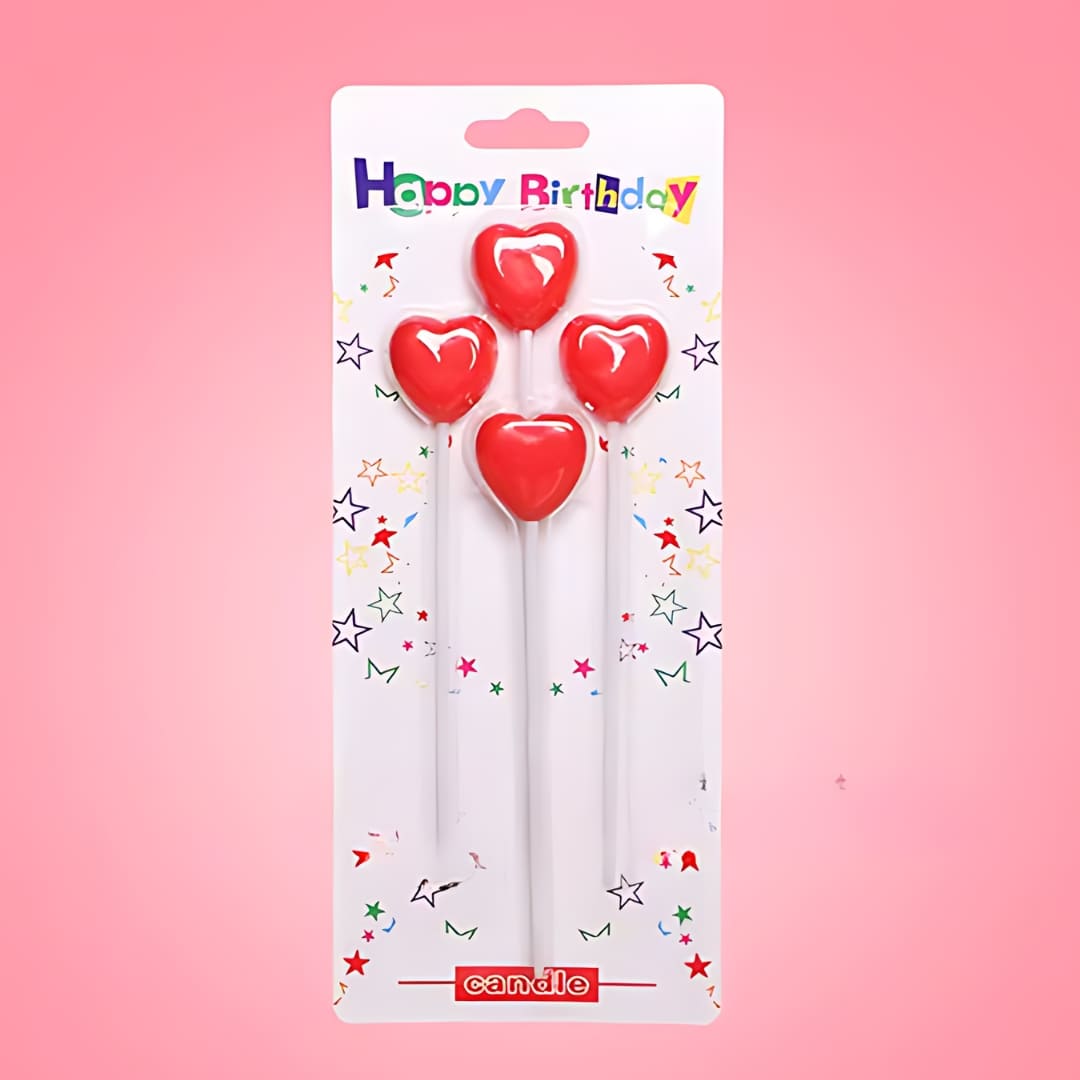 Heart Shaped Candles Pack of 4